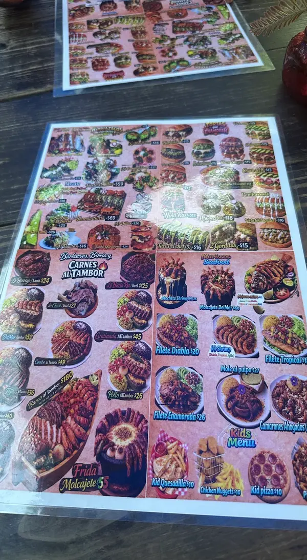 Mexican food menu